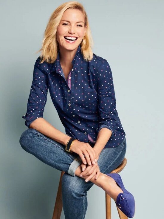 Talbots Tops - Talbots The Classic Casual Shirt Multi-Color Polka Dots Size XL Preppy Size 16